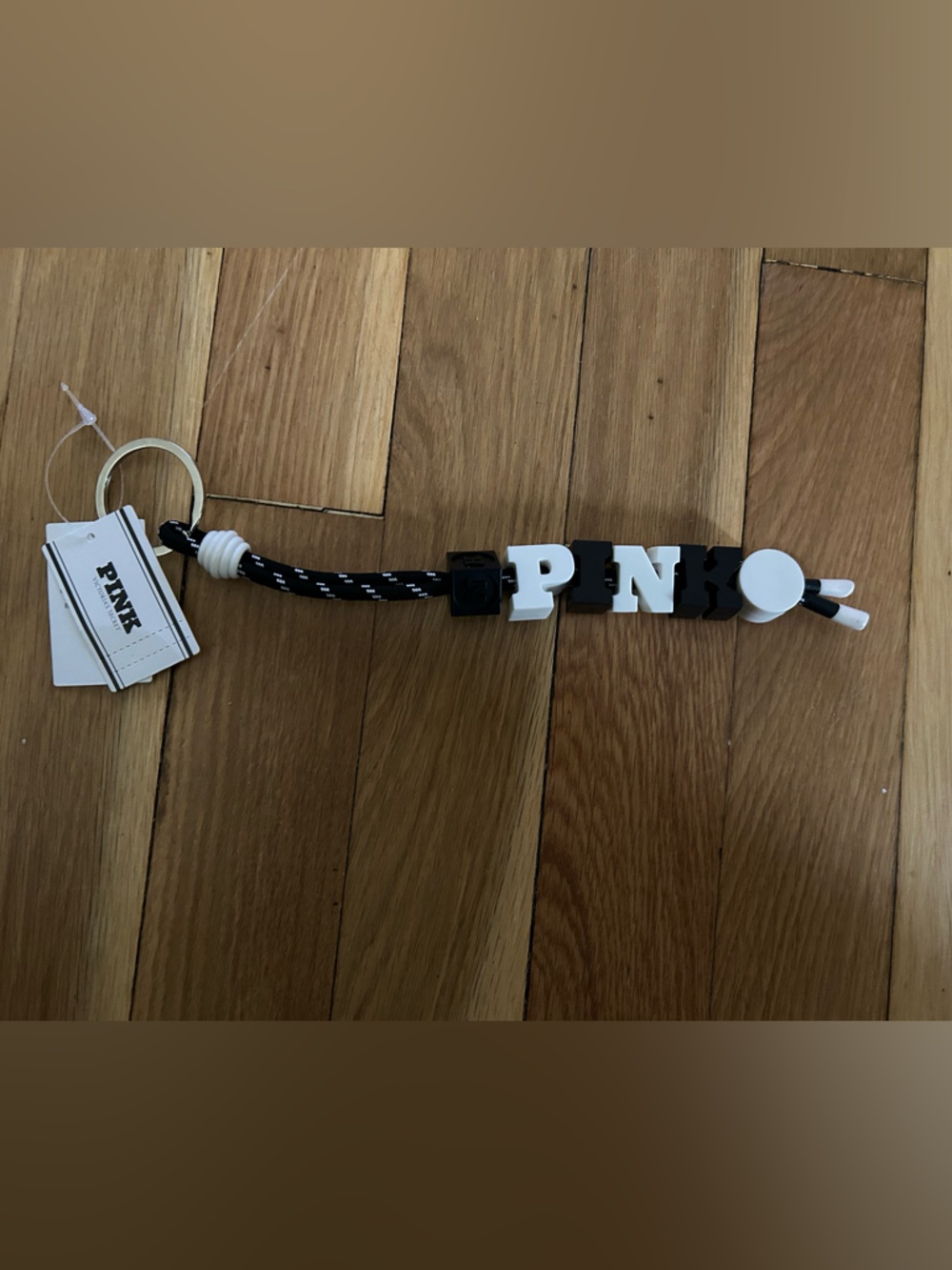 New PINK Black & White Loop Key Ring